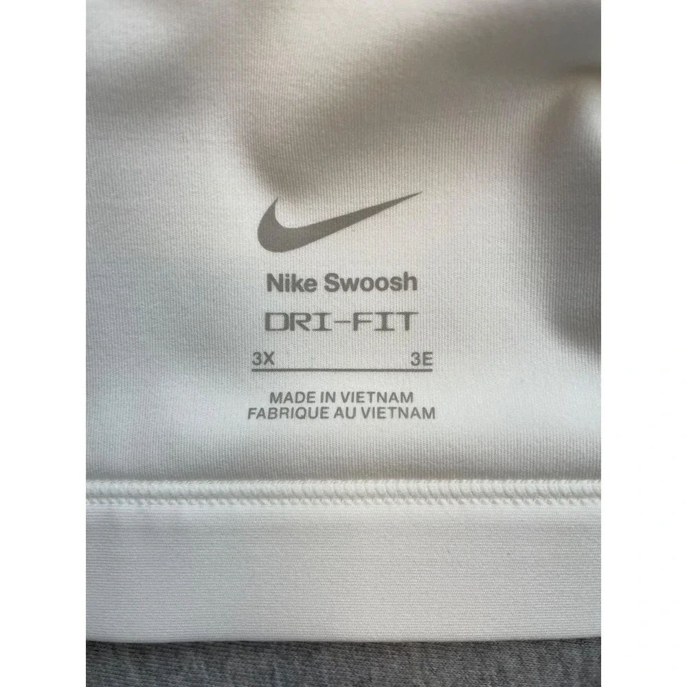 Nike Sport Bra Womens 3X White Performance Stretch Dr-Fit Racerback Logo